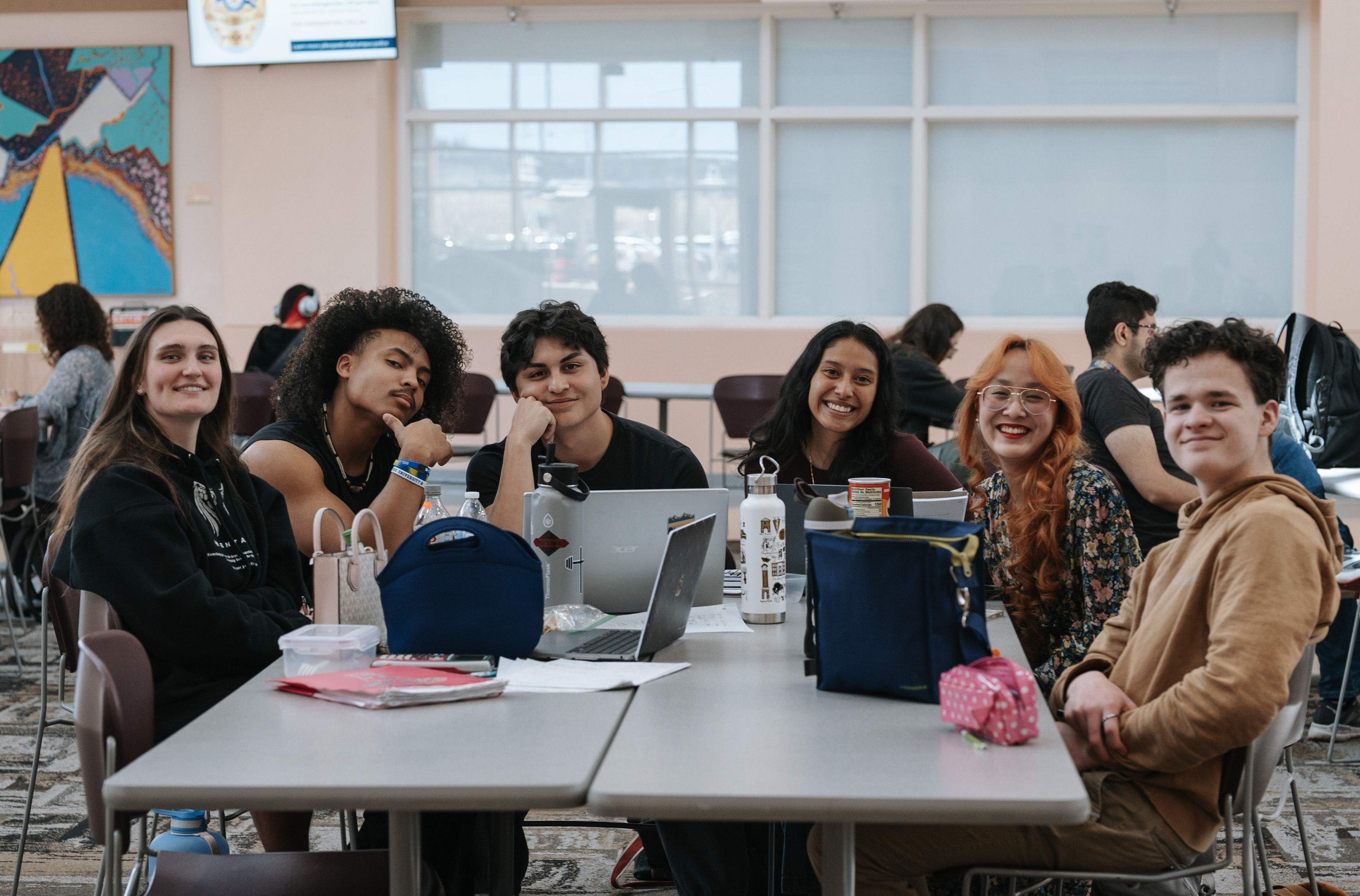 students at table