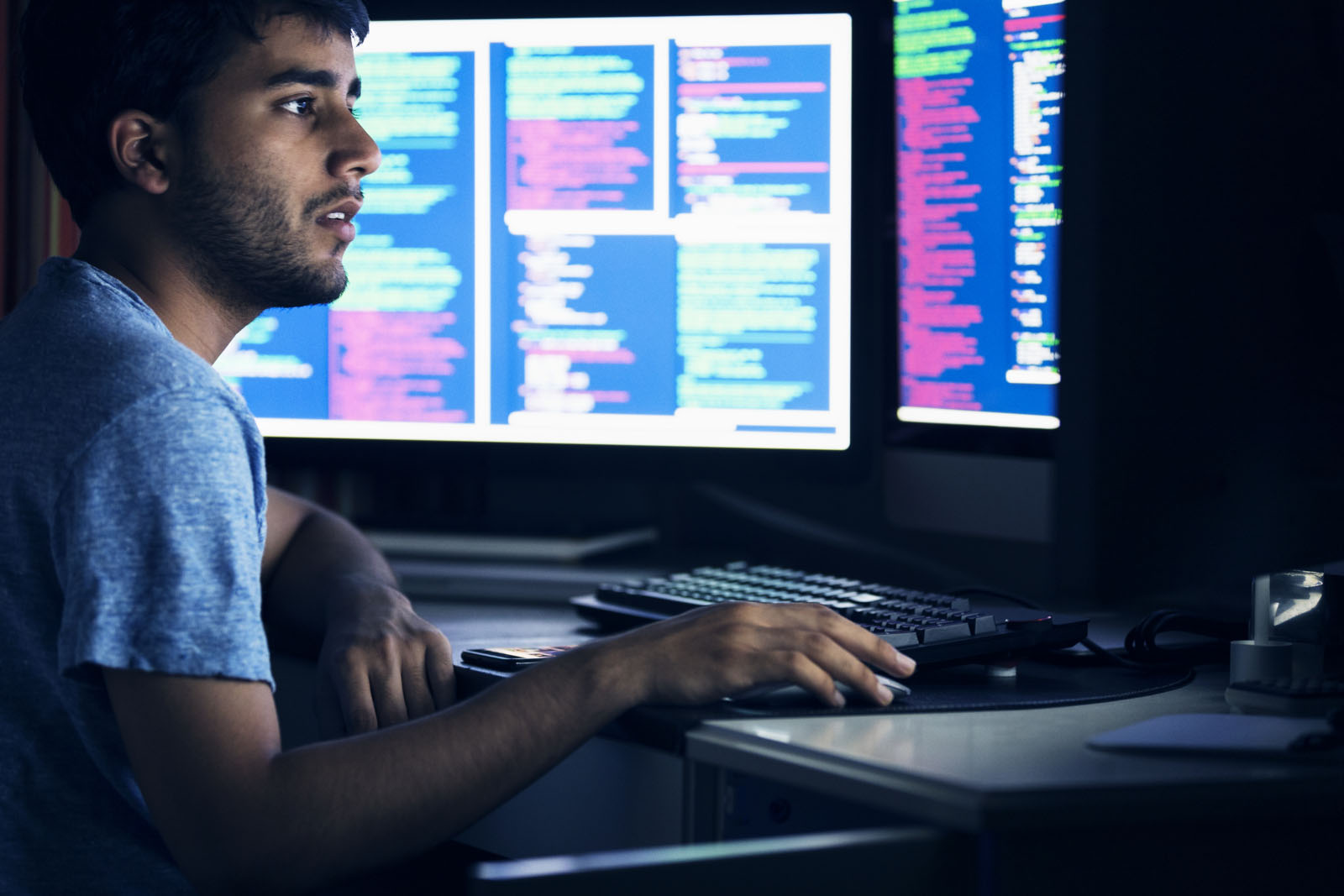 Student working on a computer