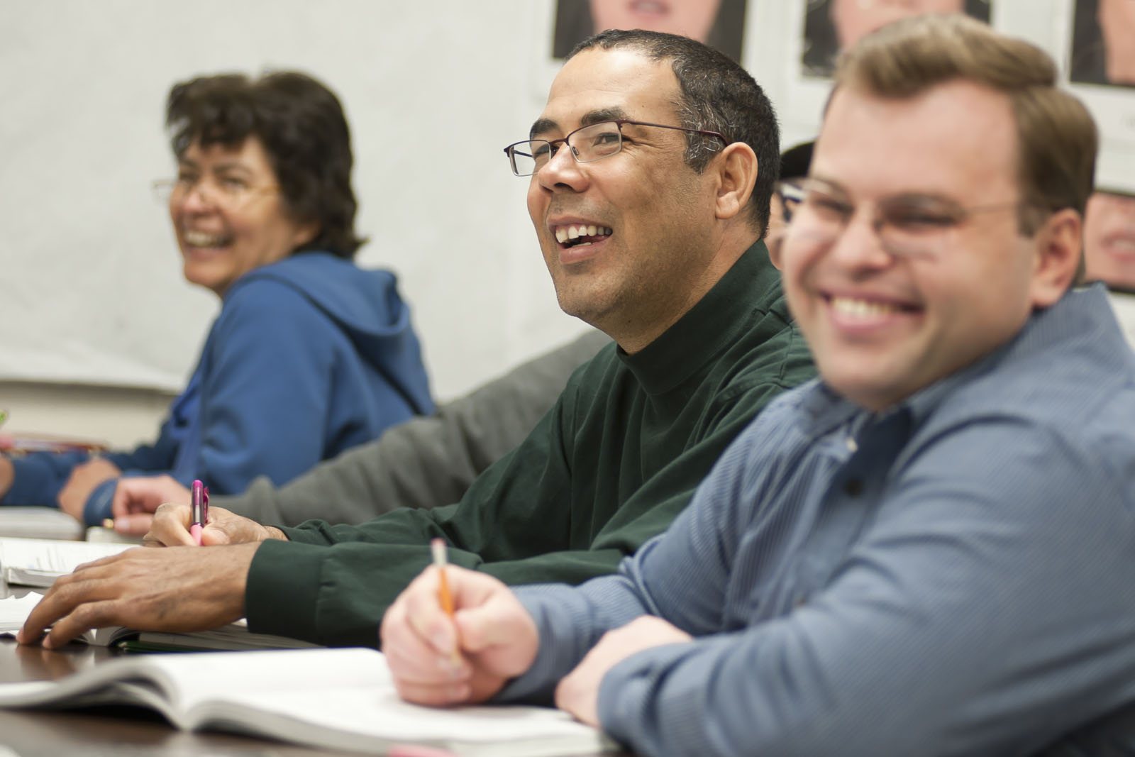 Happy students in class