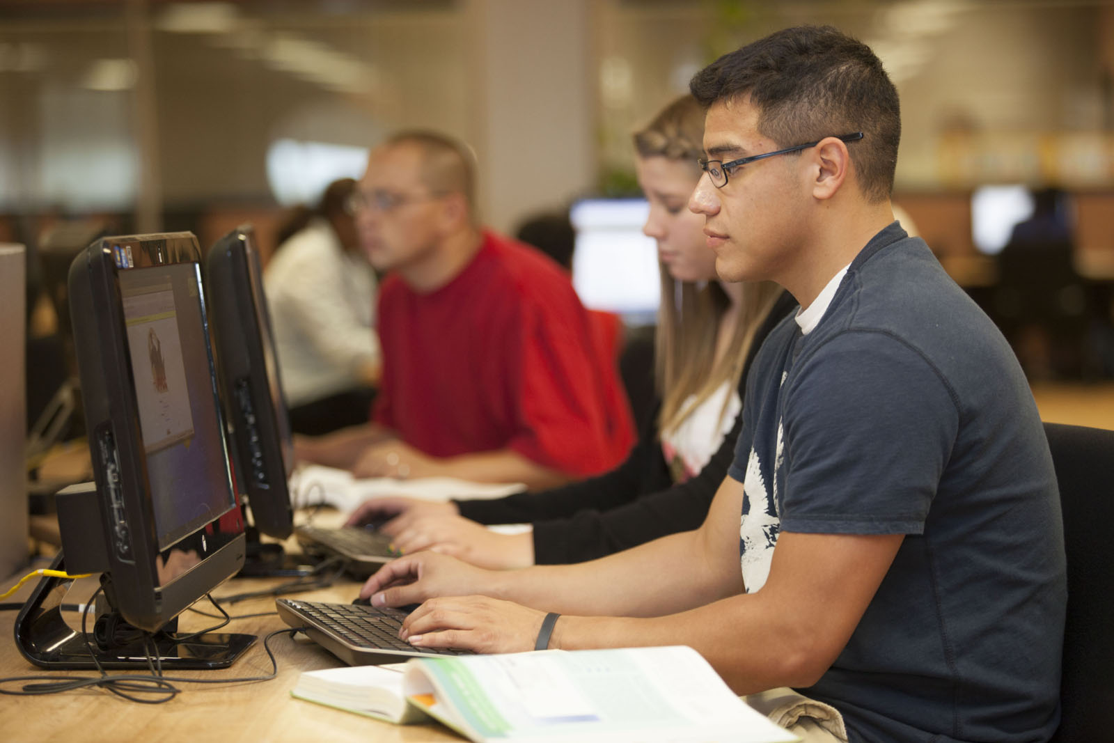 students on computers