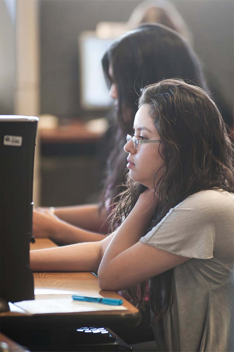 PPSC student working on computer