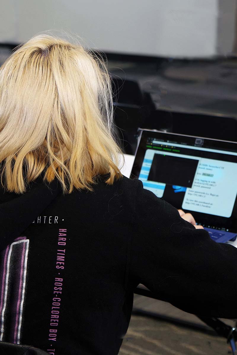 student working on computer